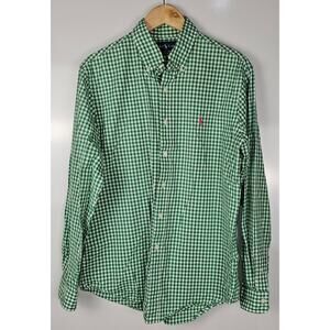 Ralph Lauren mens shirt size L green white check button down long sleeve